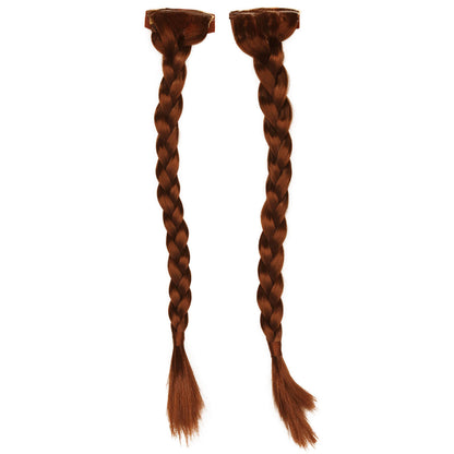 Braids attachable hat hair by Redneck Legends — brown, velcro-on for XL mullet-ready cowboy hats
