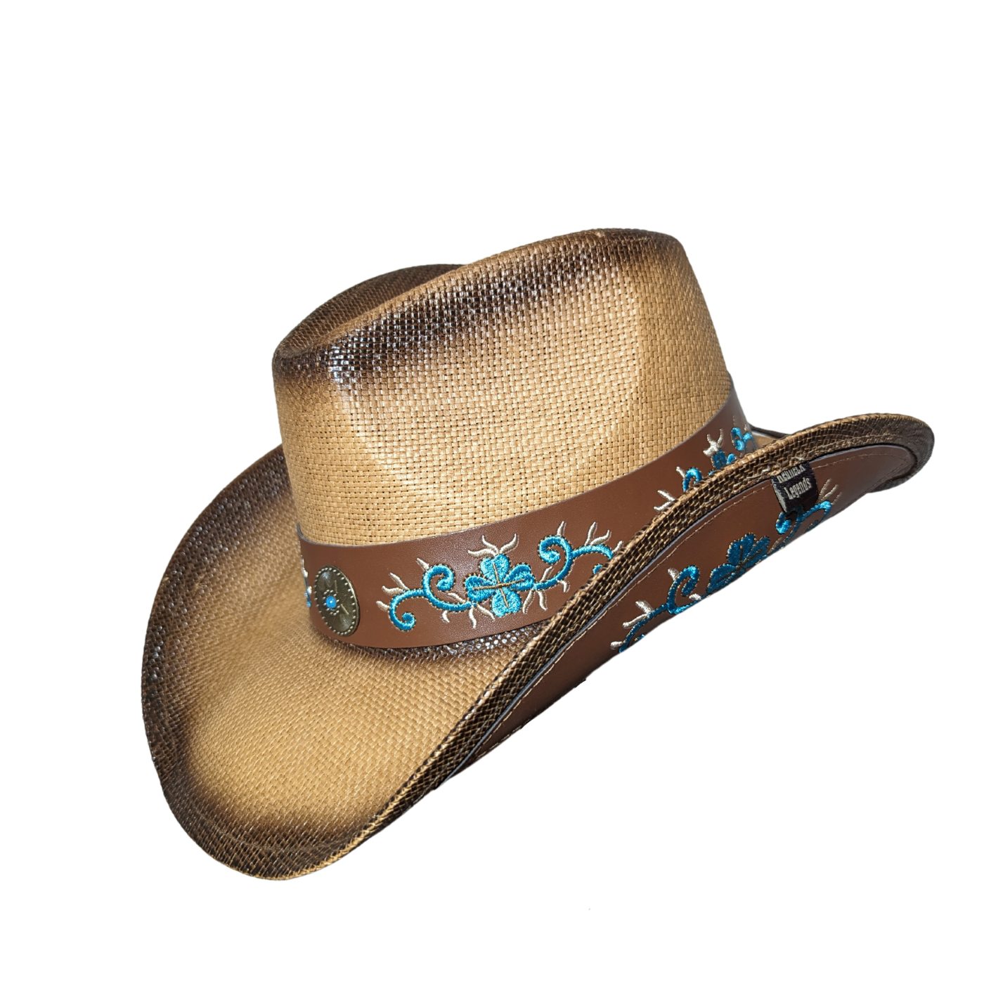 Side Leather Floral Cowboy Hat