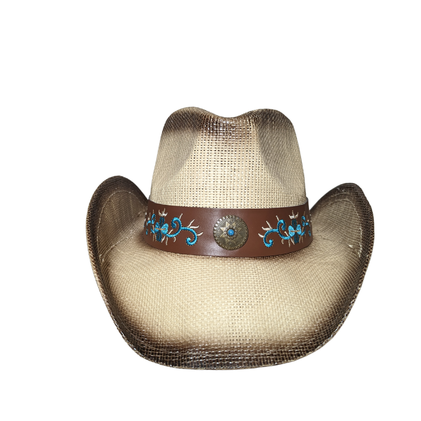 Side Leather Floral Cowboy Hat