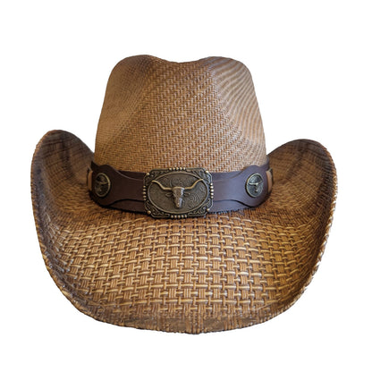 Brown Bull Buckle Cowboy Hat