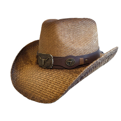 Brown Bull Buckle Cowboy Hat