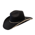 Black Pearl Designer cowboy hat by Redneck Legends — black suede-look hat with a faux pearl and rhinestone brim trim and a crystal crown band