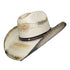 Ivory Scorched Vented Cowboy Hat - side view showing scorched brim edges, vented crown, and two-tone leather band with silver diamond concho
