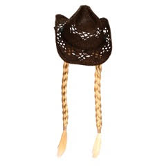 Dark Brown Cowgirl Hat with Gold/Blonde Braids
