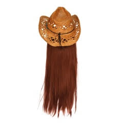 Harrie Underwood Cowgirl Hat with Long Brown Hair