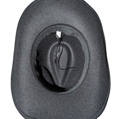 Black Studded Designer Band cowboy hat by Redneck Legends — black suede-look hat with a sparkling rhinestone-studded crown band