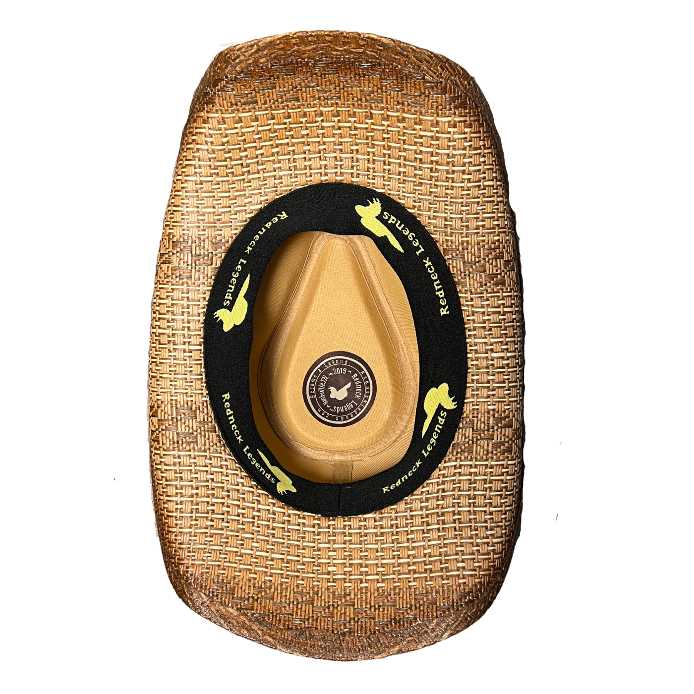 Brown Croc-Band Concho Cowboy Hat by Redneck Legends — sun-faded tan woven straw with a brown croc-embossed leather band, silver studs, and a Western concho