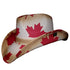 Canada Maple Leaf Cowboy Hat by Redneck Legends — sun-bleached woven straw with a red maple-leaf flag print from crown to brim