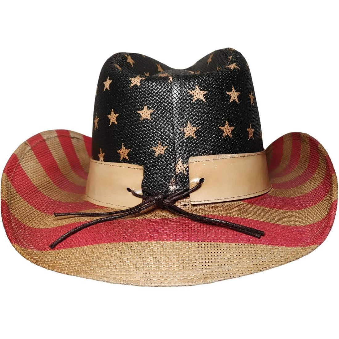 Frobie Keith American Flag Cowboy Hat by Redneck Legends — American flag print across woven straw with a classic cattleman crown and wire brim