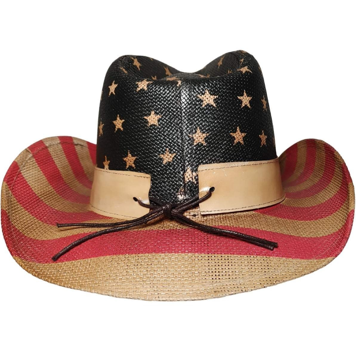 Frobie Keith American Flag Cowboy Hat by Redneck Legends — American flag print across woven straw with a classic cattleman crown and wire brim