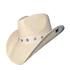 White Star Cowboy Hat by Redneck Legends — white woven straw with a white leather band of silver five-point star studs and a whipstitched brim