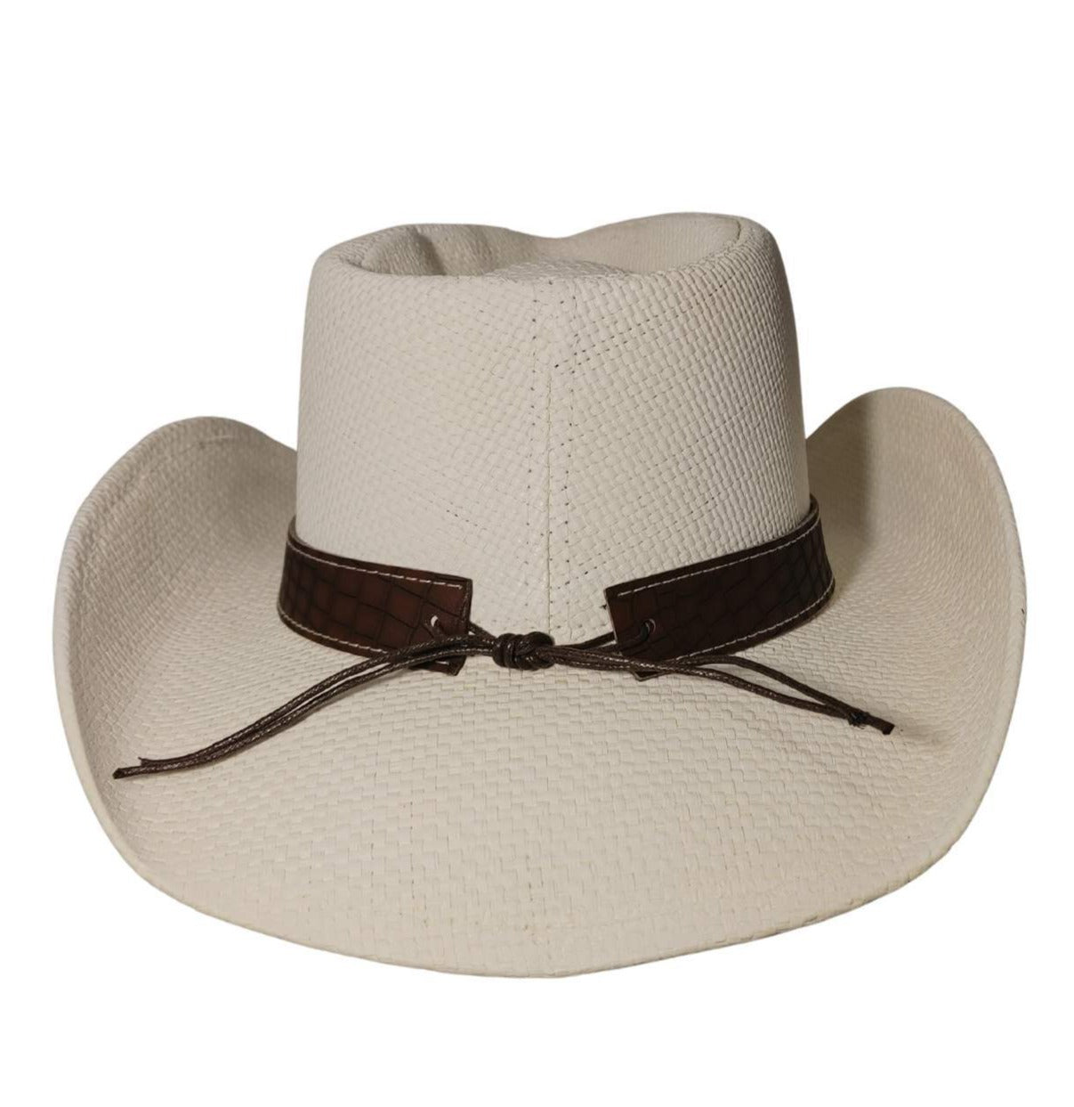 White Cowboy Hat with Leather Band